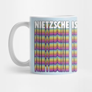 Nietzsche Is Peachy / Retro Styled Typographic Graphic Design Mug